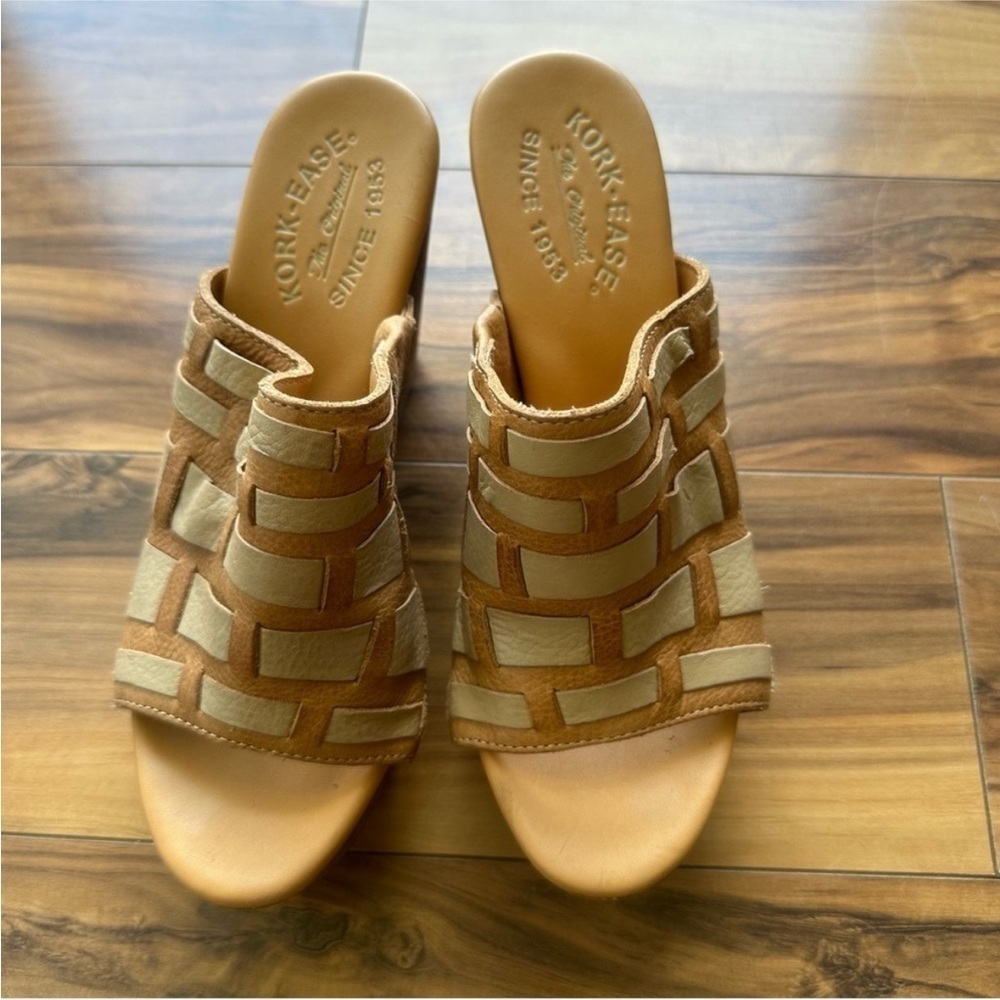 Kork-ease woven leather open toe mule clog 7